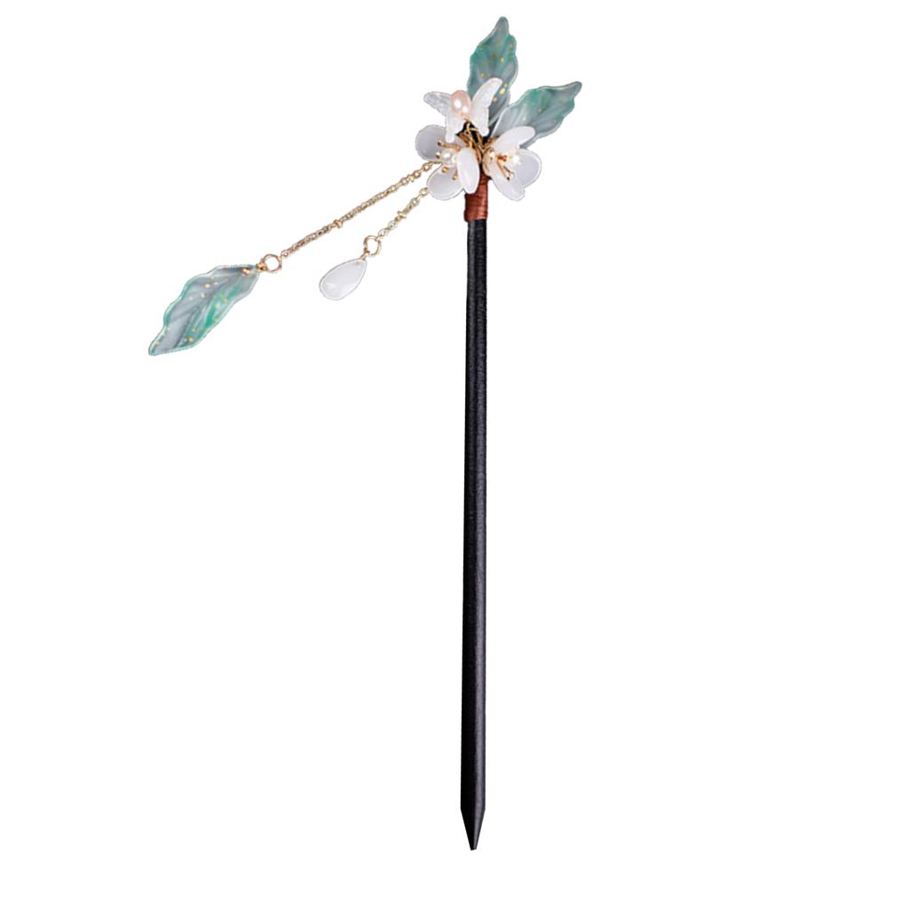 Woman Chinese Hair Stick Headdress with Sweet Style White Flower Hair Chopsticks for Cheongsam Han Clothes Tea Wear Dress