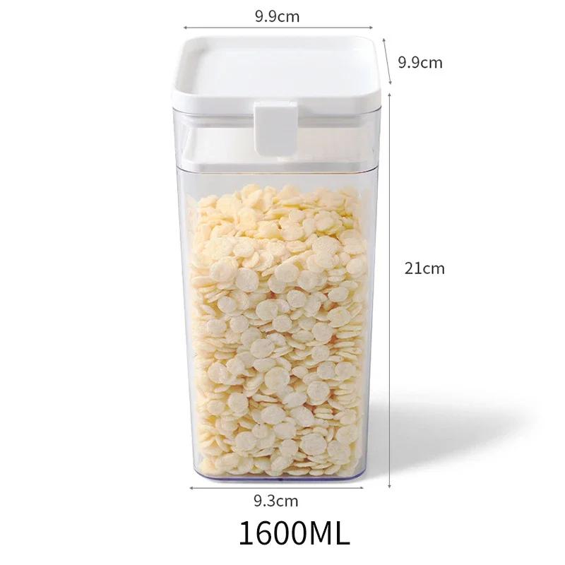 Transparent Sealed Plastic Food Storage Container for Kitchen Refrigerator, 500/1000/1600ML Noodle Box, Multigrain Storage Tank