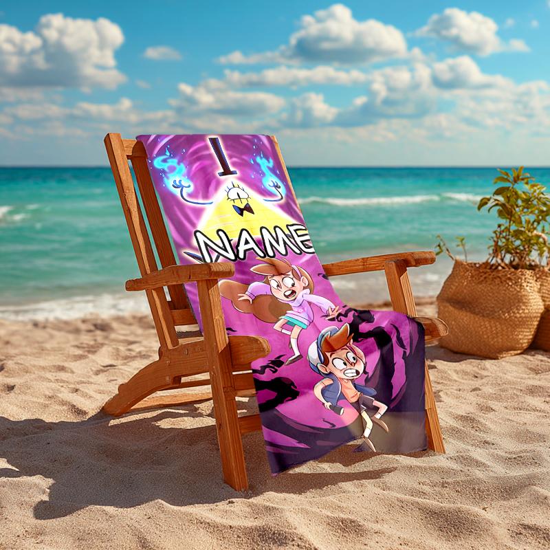 Personalized customized proof beach towel with Gravity Falls pattern - soft, absorbent,quick-drying,perfect swimming,camping&bathing