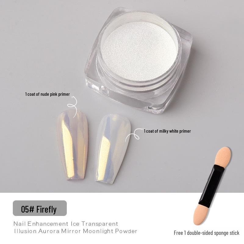 Hailey Lux Satin Perlglanz-Perlpulver-Maniküre: Brautnägel im weißen Mondschein