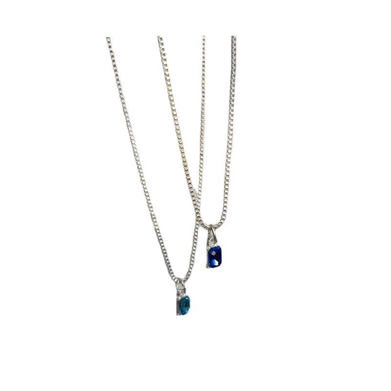 Trendy Geometric Square Zirconia Necklace for Women - High-End Versatile Clavicle Chain