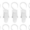 10pcs Clothes Hook Clips Multi Purpose Strong Load Bearing Rotatable Plastic Hat Hanging Clips for Socks Curtains White