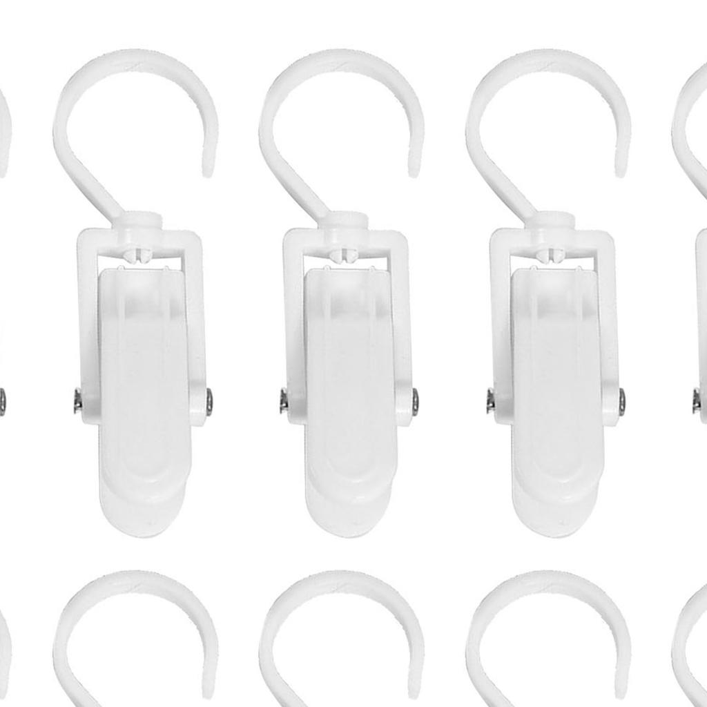10pcs Clothes Hook Clips Multi Purpose Strong Load Bearing Rotatable Plastic Hat Hanging Clips for Socks Curtains White