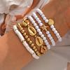 Bohemian Shell Starfish Bead Bracelet Set for Women Fashion Summer Beach Multilayer Stacked Bracelets Party Jewelry Gifts