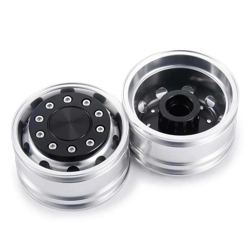 TRZX Metal Front Wheel Rim Wheel Hub for 1/14 RC Tamiya Trailer Truck Car (2pcs)