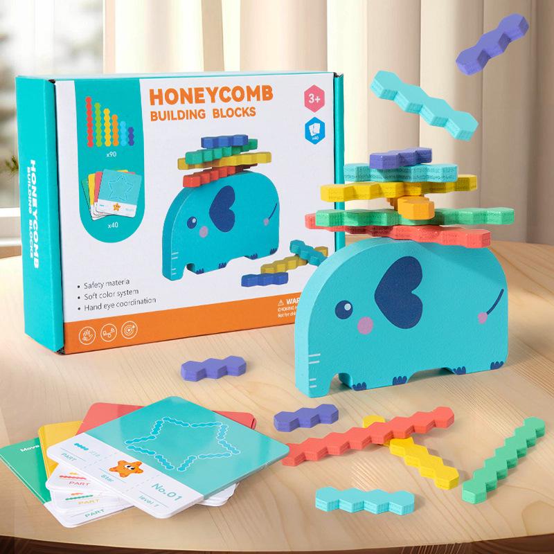 

Intellectual Elephant Honeycomb Building Blocks - Parent-Child Jenga Toy for Ages 2-6