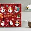Vánoční sprchový závěs Zimní Sněhulák Sněhová vločka Vánoční strom Červené auto Zvonek Červený ptáček Barevná vánoční koule Koupelnová dekorace