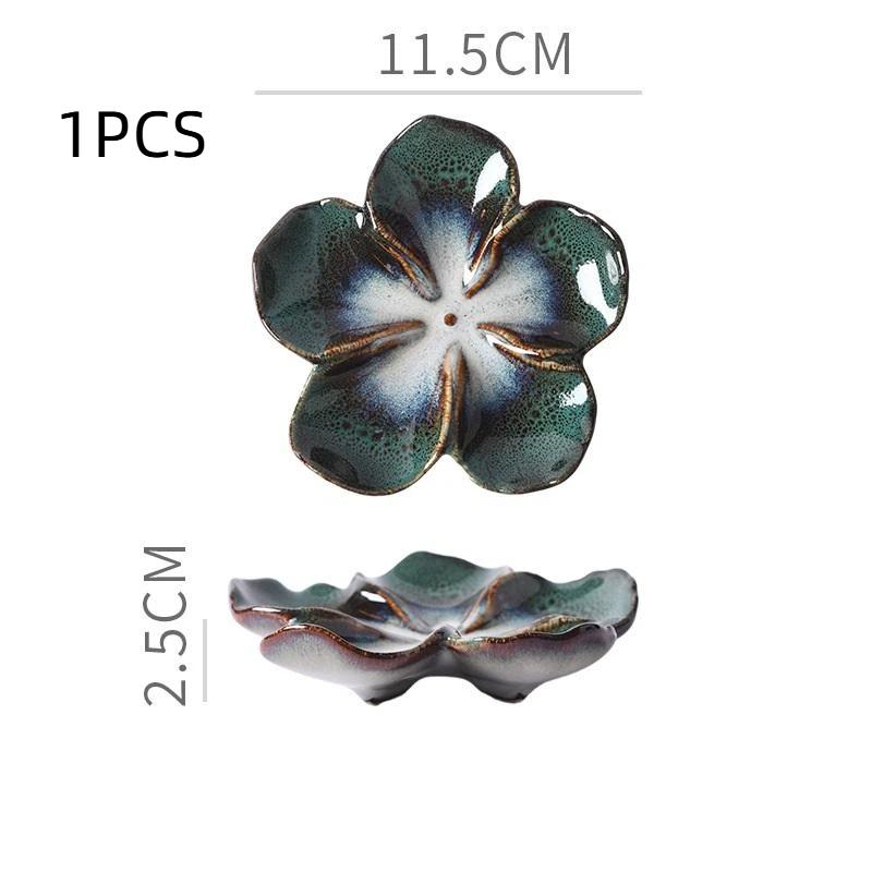 Vintage Ceramic Flower Shaped Craft Dish Multi-Color Dipping Sauce Small Bowl Creative Kitchen Gift