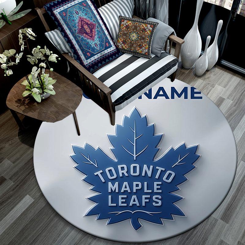 Custom Name,Toronto Maple Leafs pattern round rug,Carpet Rug for Living Room Bedroom Playroom ,Non-slip Floor Mat,Holiday Gifts and Birthday Gifts.