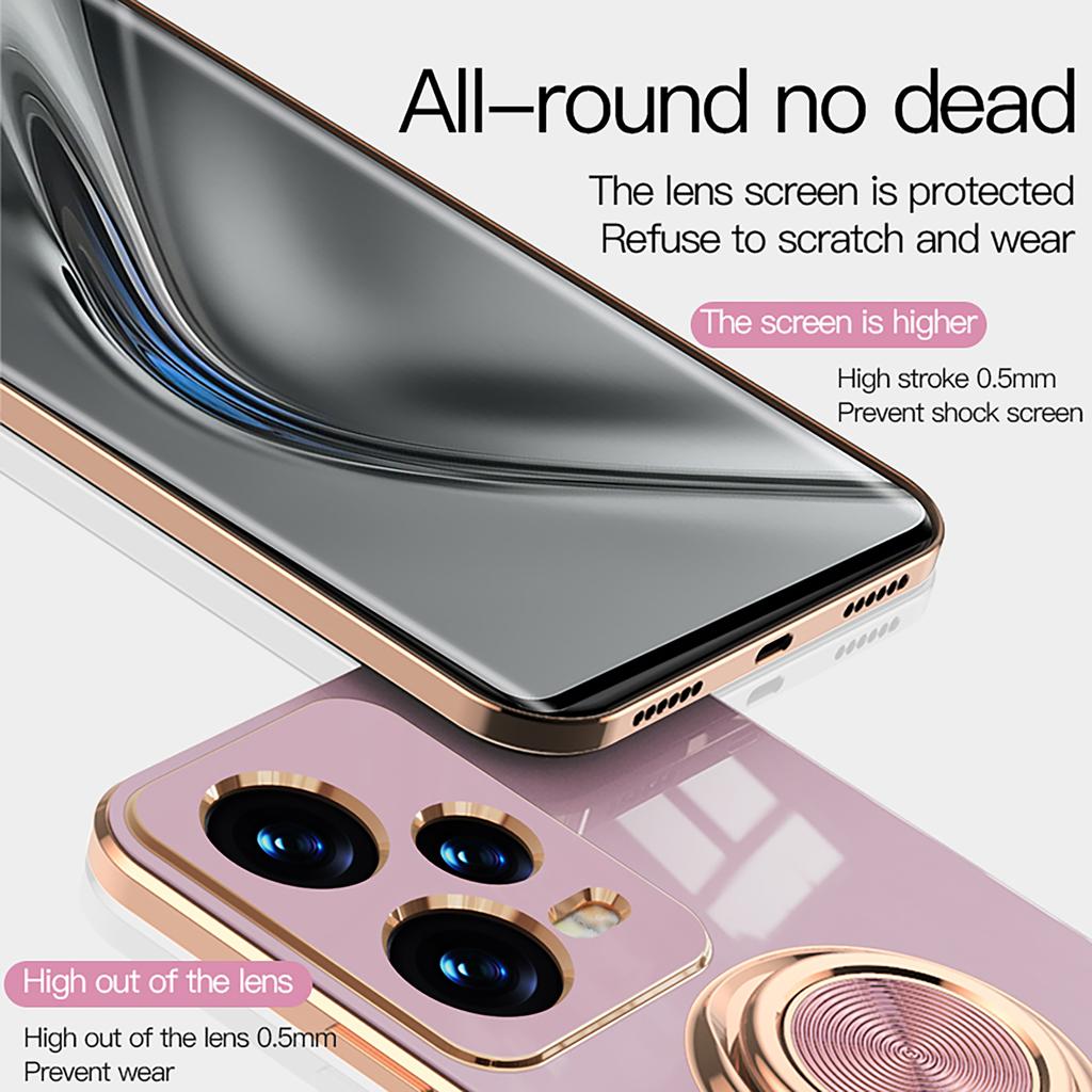 Carcasa de telefon cu suport de inel placat pentru Xiaomi Poco X6 X5 M6 Pro F5 Pro C50 carcasa de protectie cu suport de lux Husa de protectie completa