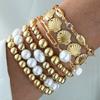 Elegant Vintage Gold Color Minimalist Bracelet Set for Women Open Knot Twisted Disc Scallop Bracelet for Women Daily Jewelry New