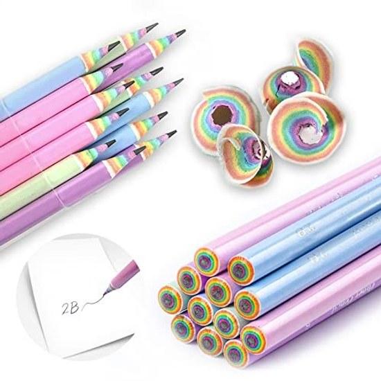 BAMBOLA Rainbow Pencil 2B Shavings Writing 12 Pieces Cute Girls Colored Stylish Elementary School Entrance Celebration Birthday Present