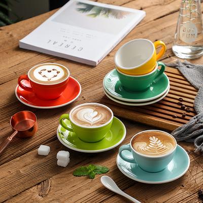 Kreative Farbe 150ml Espressotasse mit Untertasse Heim Dessertteller Teetasse Paartasse Geschenk Bürotasse Tischdekoration