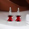 Rainbow Zircon Hoop Earrings Multicolor Crystal Square Stone Earrings Vintage Gold Color Wedding Earrings for Women Party