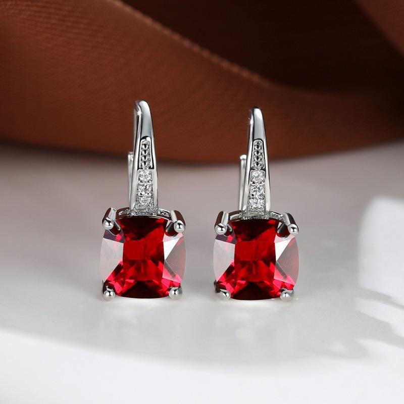 Rainbow Zircon Hoop Earrings Multicolor Crystal Square Stone Earrings Vintage Gold Color Wedding Earrings for Women Party