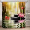 Zen Shower Curtain Natural Flowers Butterfly Grey Stone Reflection Spa Scenery Home Bathroom Decor Polyester Fabric Bath Curtain