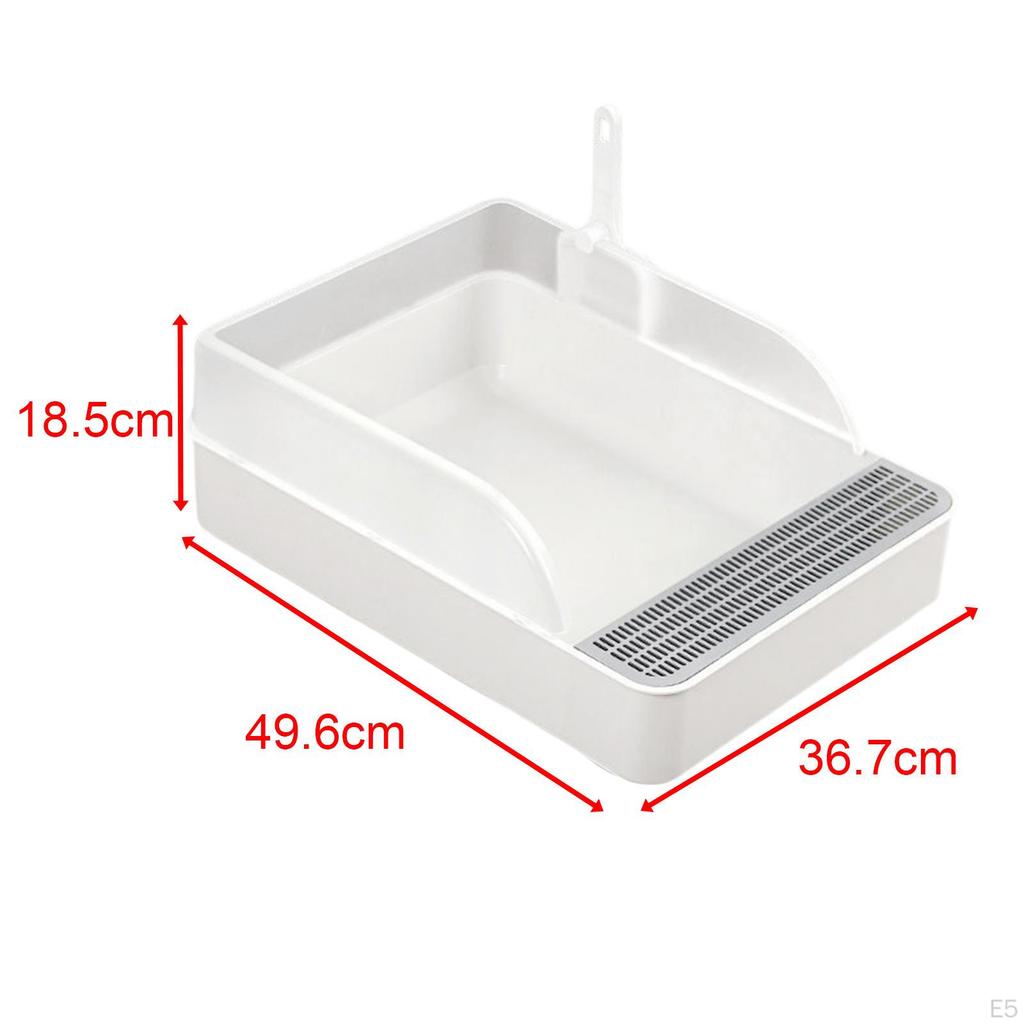Toilet with Spoon High Sided Semi Enclosed Portable Cat Litter Tray Sand Box for Indoor Cats