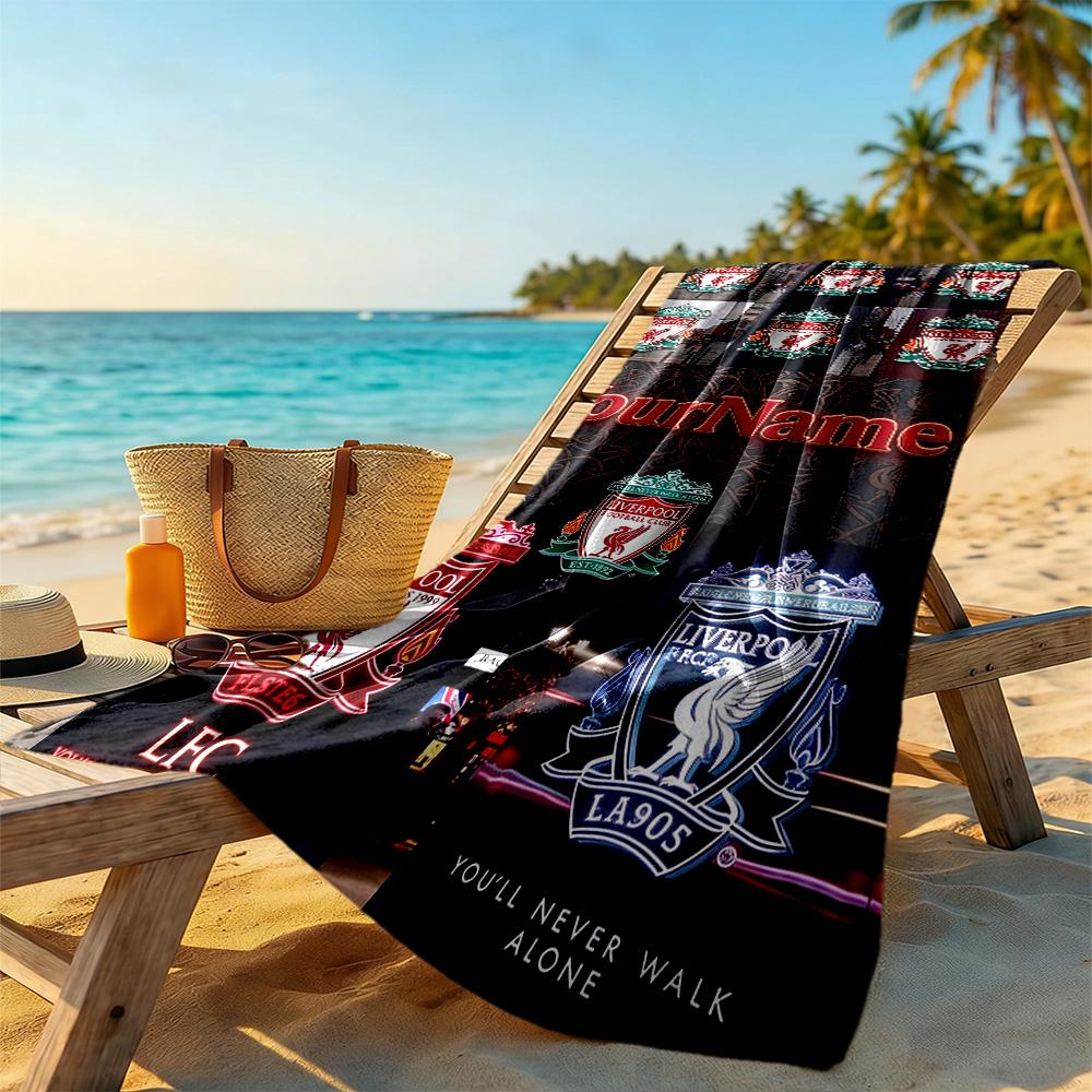 Liverpool Personalized Text Beach Towel High Absorbency & Quick-Dry Ideal for Travel Outdoor Swim Pool Yoga Surf Camping Hiking Gym Gift Holiday