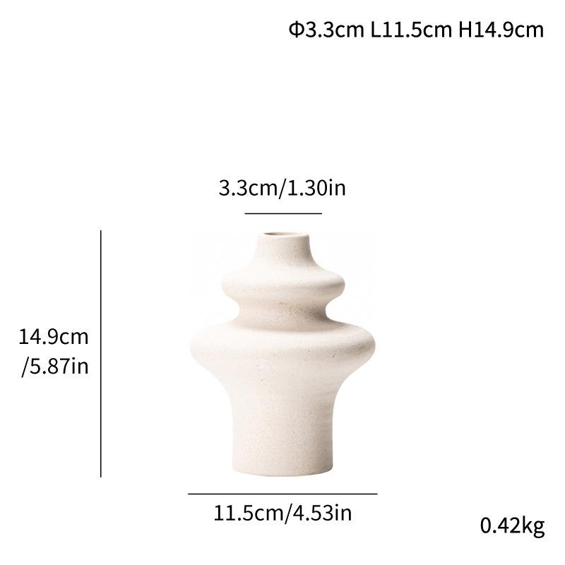 Unglazed Ceramic Spiral Flower Vase for Fresh or Dried Flowers - Living Room Ornament