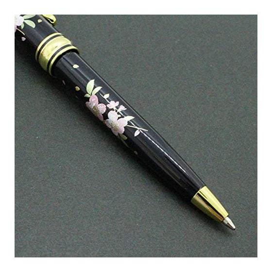 Maki-e Ballpoint Pen, Cherry Blossom, Pure Gold Powder, Lacquerware, Kaga Yamanaka, Luxury Writing Instrument with Case