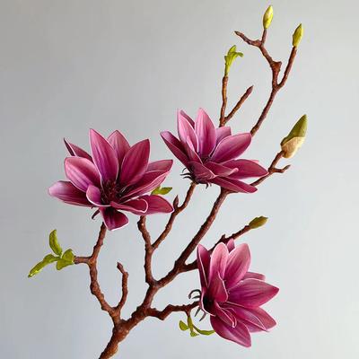 72CM Artificial Magnolia Flower Branches with Long Stem Real Touch Fake Flower Living Room Wedding Party Home Decoration Bouquet
