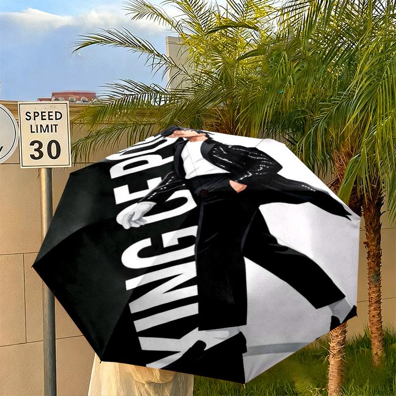 1PC Michael jackson Automatic Umbrella - Suitable Travel Outdoor Portable Umbrella Birthday Gift Daily Essentials