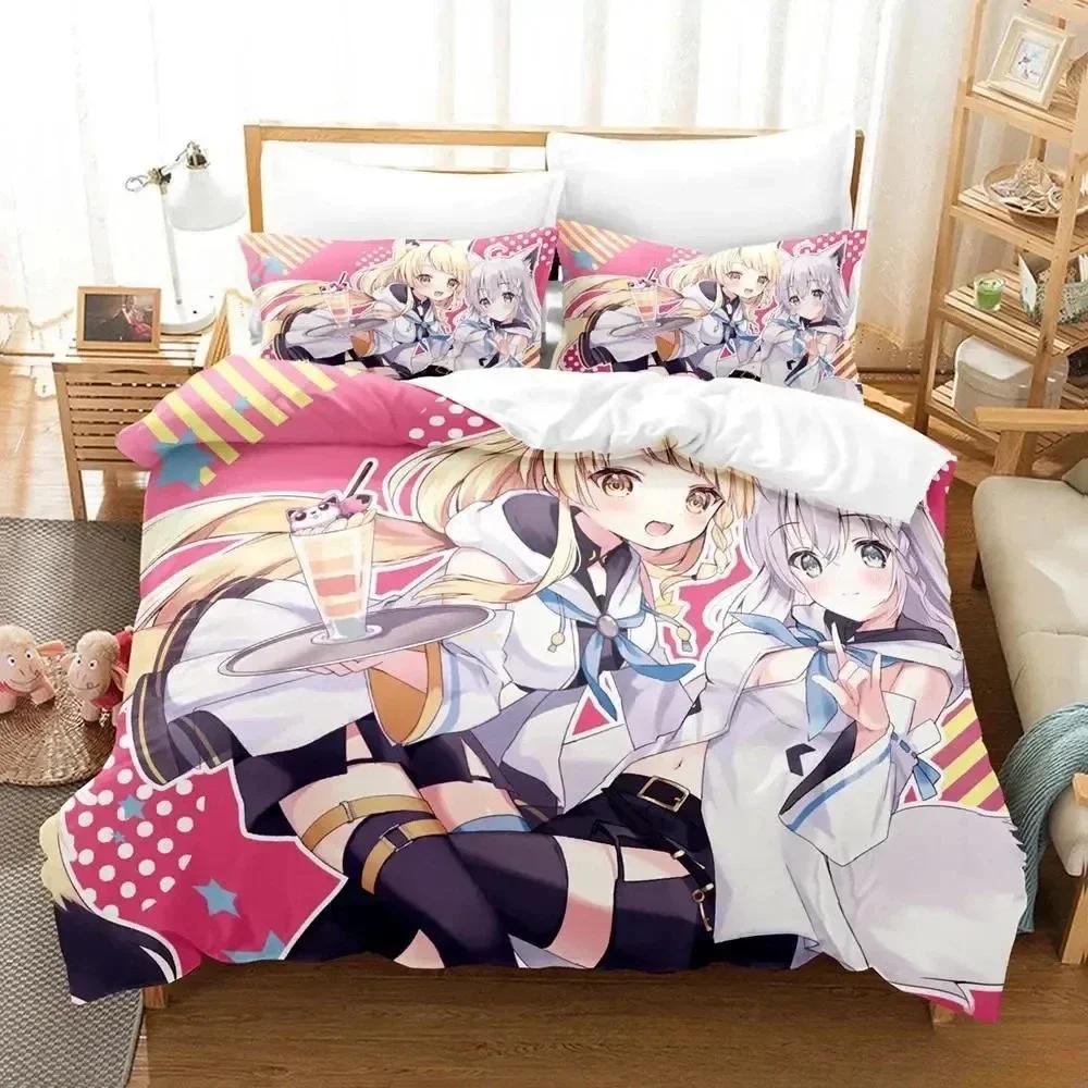 3D Print   NEKOPARA OVA Bedding Set Printed Bed Set With Pillowcase Bed Duvet Cover Soft Queen King Size Bedclothes Home