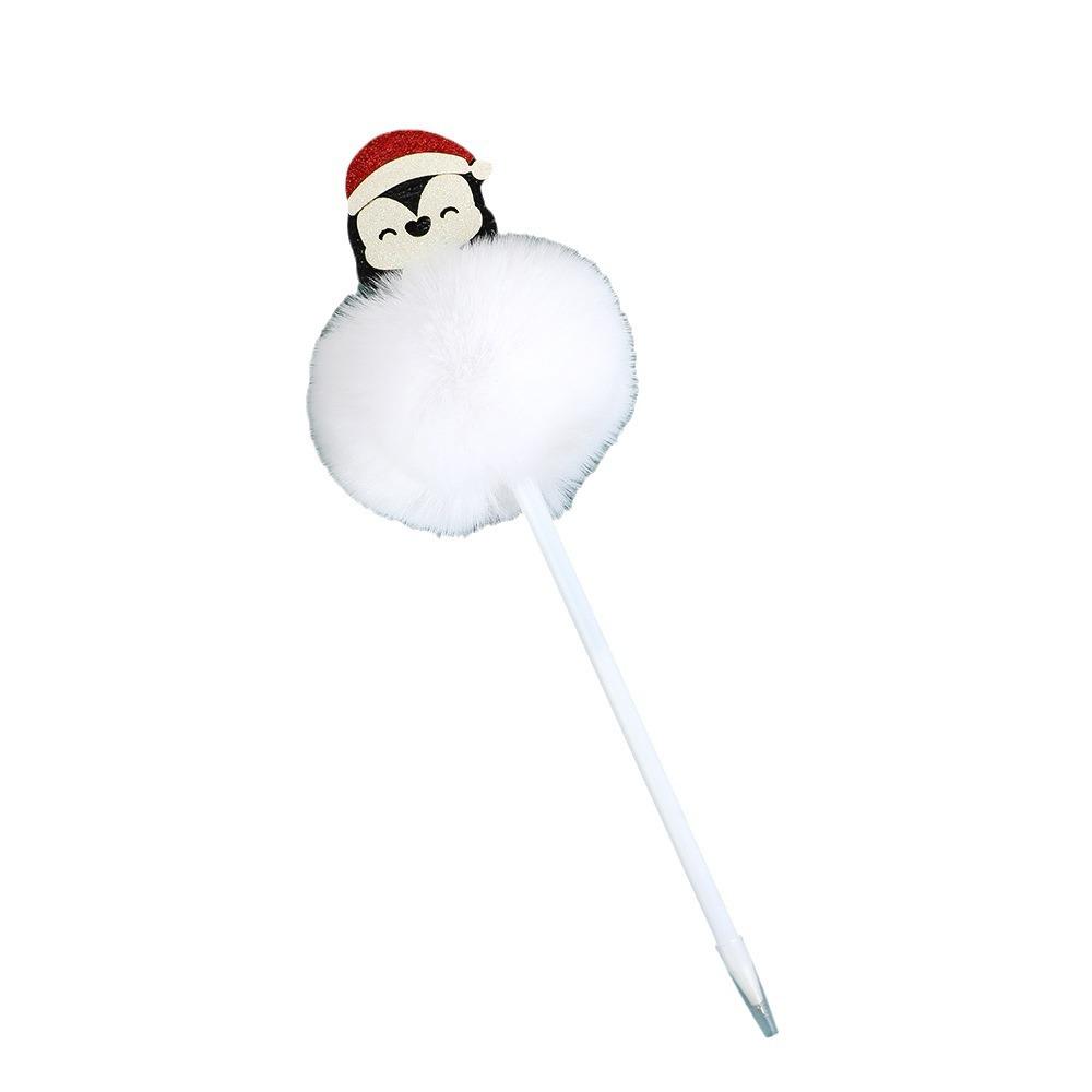 1pc Christmas Ballpoint Pen Plush Ball Santa Claus Snowman Elk Cartoon Pen Writing Holiday Advertising Gifts Comfortable Grip Stationery School Office