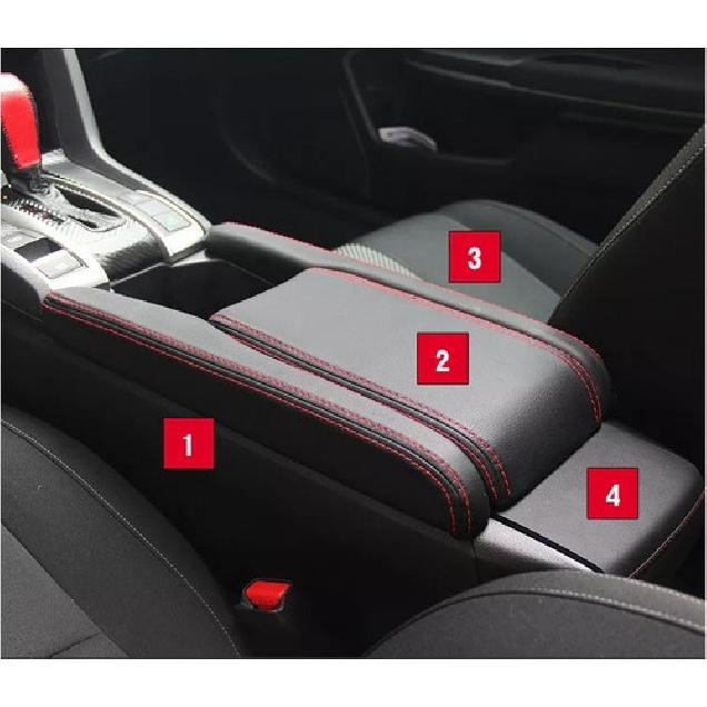 PU Leather Armrest Box Cover Pad Skin Fit For Honda Civic 2016- Black