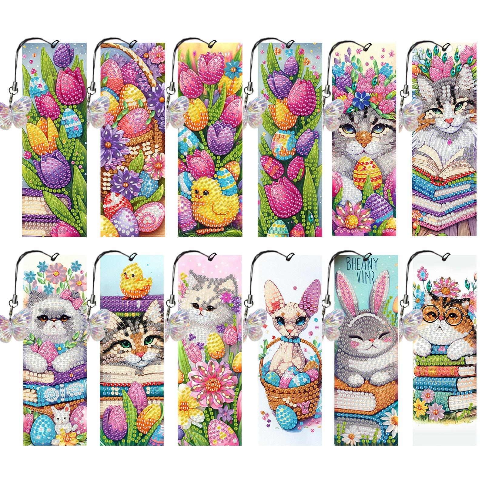 

12Pcs Animal Landscape DIY Diamond Bookmark Art Projects Diamond Art Bookmark for DIY Making Beginners Adult Art Craft Supplies
