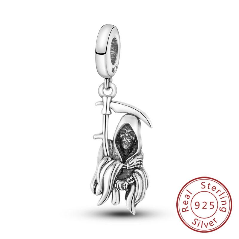 Halloween Charm Bead Pendant Copper Pumpkin Witch Doll Skeleton Mummy Candy Charm Fit Original Bracelet Diy Jewelry