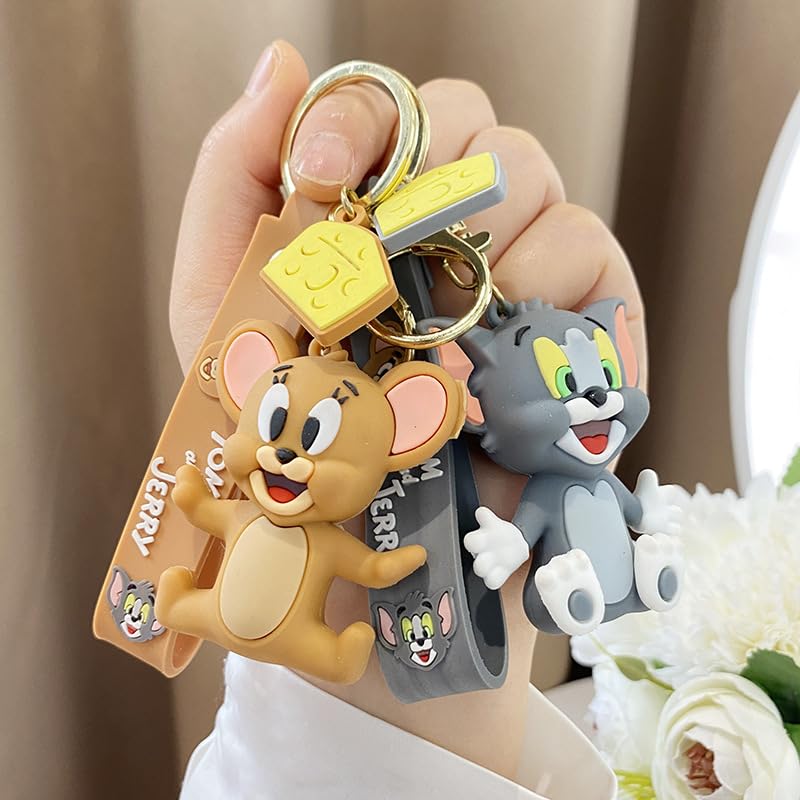 Cat and Mouse Set Popular Charms Keys House Car Bag Charm Backpack Decoration Super Cute Keychain Cell Phone Strap Hanging Ornament [Chaojibao]