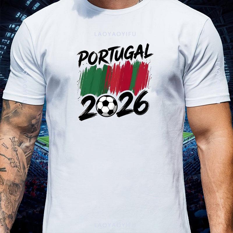 Portugal Champion National Flag Football Graphic Cotton Tee Unisex Portuguese Fan Casual Street