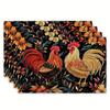4pcs Set of Retro Rooster Floral Texture Table Mats, Feel the Rich Artistic Atmosphere, Dining Table Mat Holiday Dinner Mat Suitable for Home Kitchen