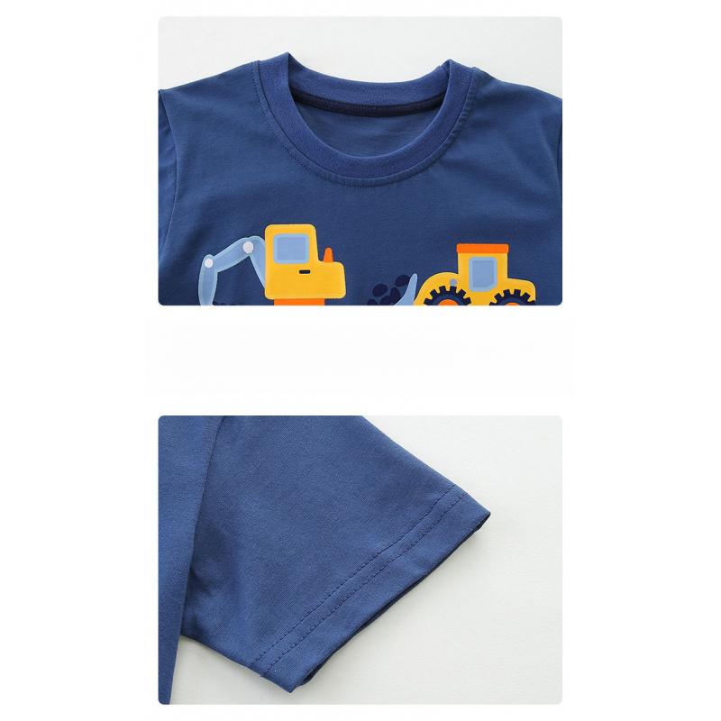 Boys' Suit With Car Print Children'S Short-Sleeve Suit Knitted Cotton Shorts Set For Kids