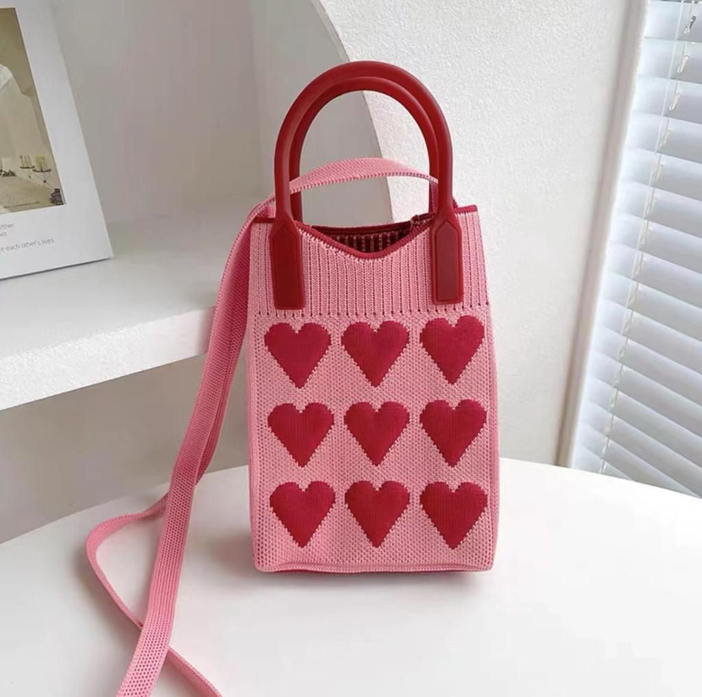 Sommer Damen Niedliche Mini-Tasche Vielseitige Mode Handytasche Cartoon Gestrickte Handtasche Umhängetasche Umhängetasche