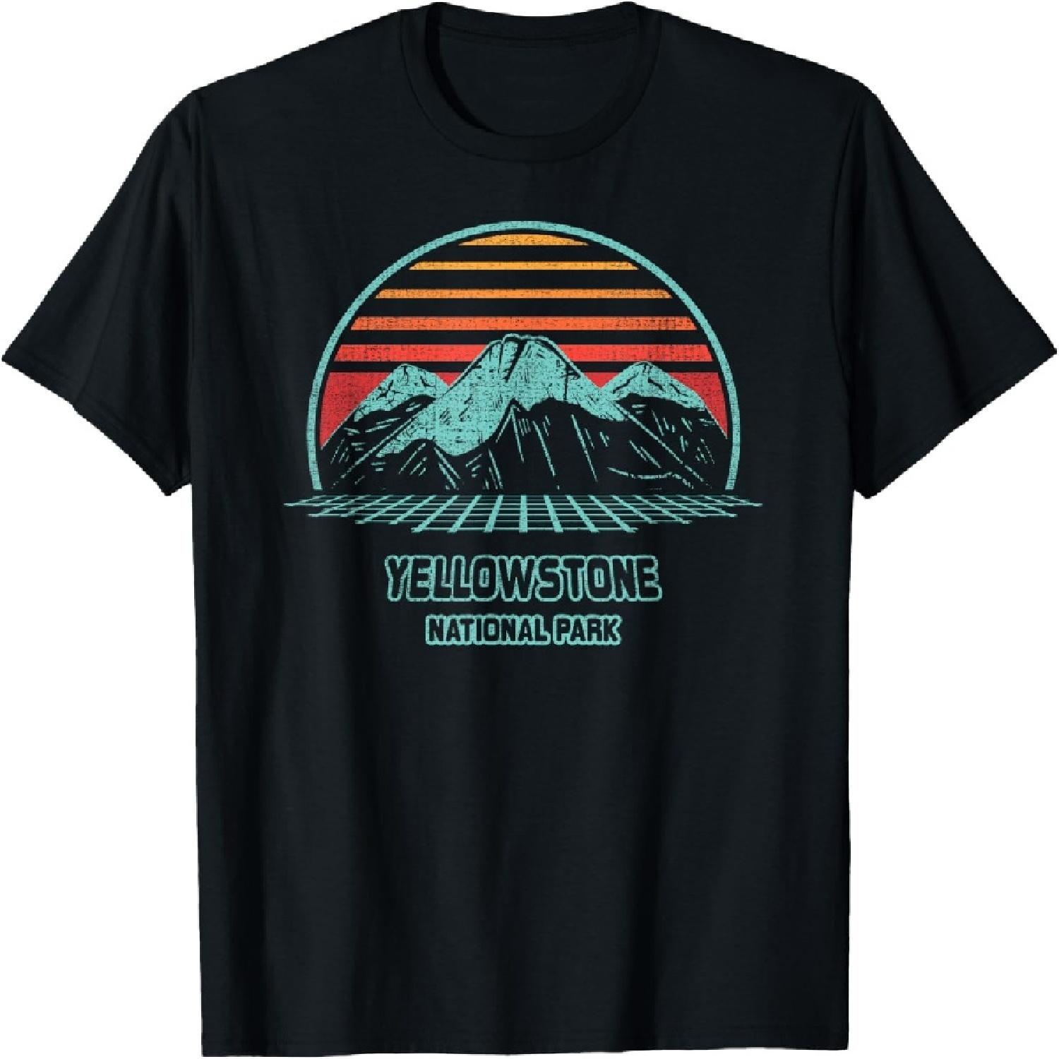 Yellowstone National Park Retro Hiking Vintage 80s Style T-Shirt XXXXXL разноцветный