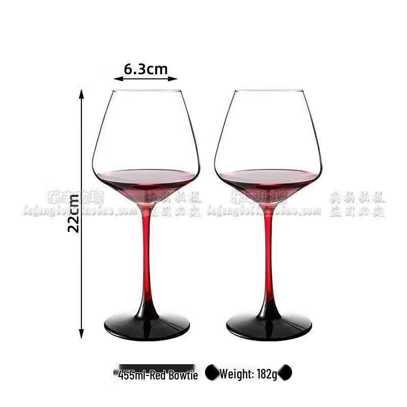 ZISIZ Red Bow Tie Crystal Burgundy Wine Glass