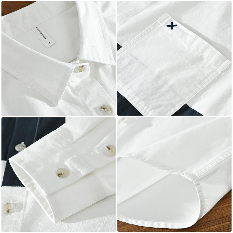 Korean Style Patchwork Shirt Korean Style Men's Casual Shirt Youth Loose Top Spring/Autumn 100 Cotton Men Clothing