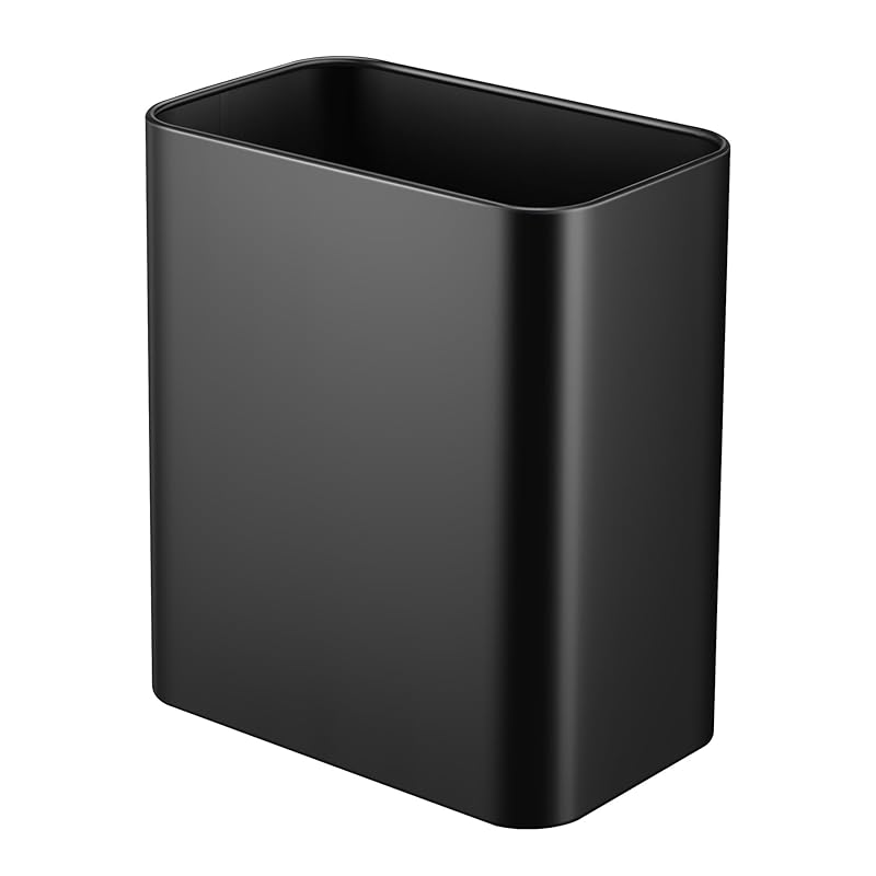 TIPGO Small Metal Trash Can, 2.1 Gallon Slim Trash Can for Bathroom, Wastebasket Garbage Bin for Bedroom, Office, Kitchen, Under Sink (Matte Black) чёрный