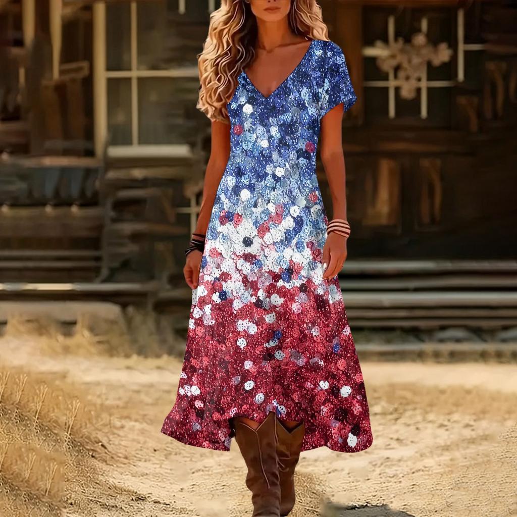 Summer Dresses for Women 2026 Midi Dresses for Women with Star Print Casual Dresses for Women Graduation Dress