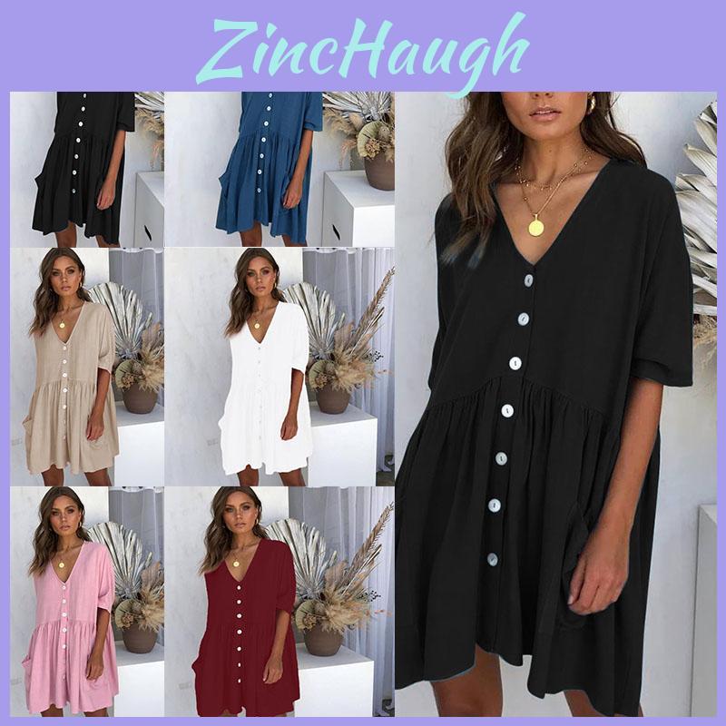 Elegante Vestito a Tunica Estivo da Donna con Manica a 3/4 per Uscite Casual in Spiaggia e Vacanze