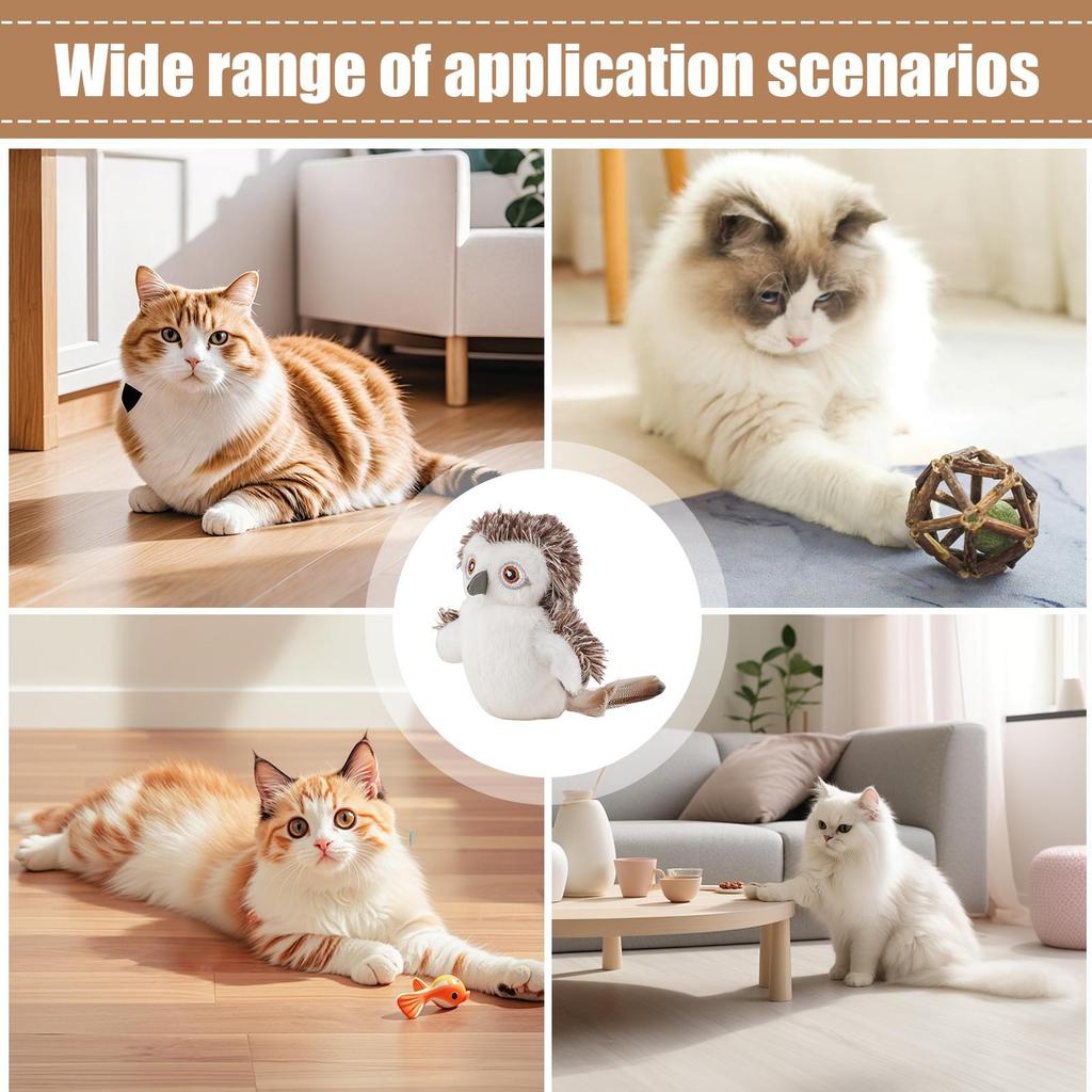 Chirping Bird Cat Toy Rechargeable Bird Simulation Cat Toy With Catnip And 3 Modes Realistic Chirping Plush Stuffed Animal For