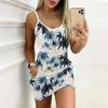 Summer New Style Seaside Print Sleeveless Bodycon Dress with Pockets Sexy Slim Fit Elegant Party Dress
