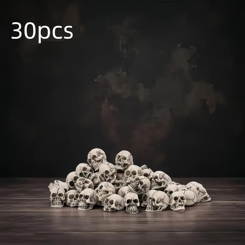 30/50/100 Mini Skull Sculptures - Rustic Resin Gnome Statues for Halloween Decor, Indoor/Outdoor Garden, Patio