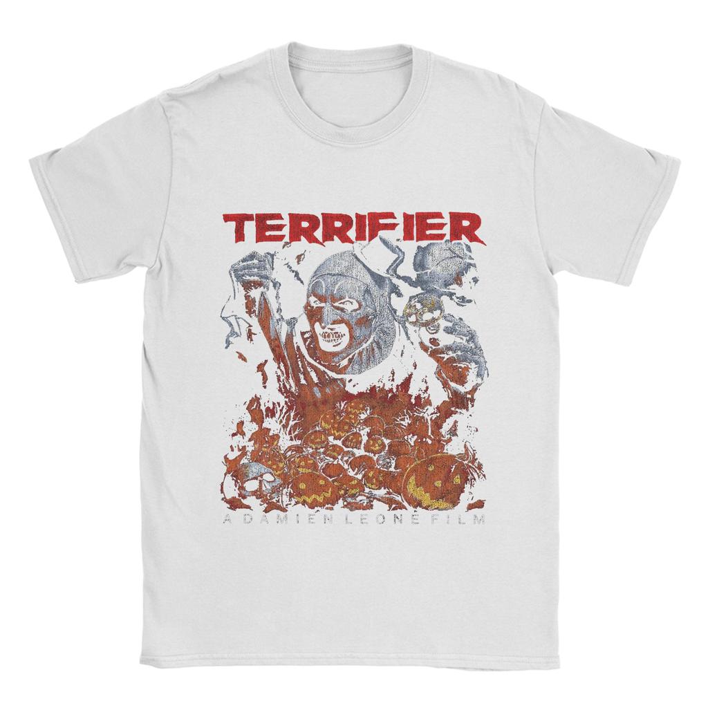 Men T-Shirt Terrifier  Vintage 100% Cotton Tees Short Sleeve Horror Movie T Shirts Round Neck Clothes Gift Idea