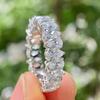 3x5mm Pear Cut Full Eternity Moissanite Ring for Women Certified   CopperStacking Ring Proposal Wedding Band Jewelry