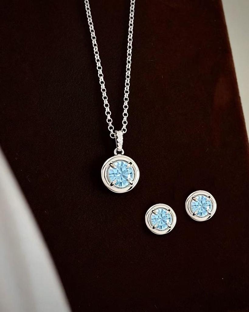 Original S925 Sterling Silver Jewelry: Gold-Plated Chain Set with Zircon Earrings for Women