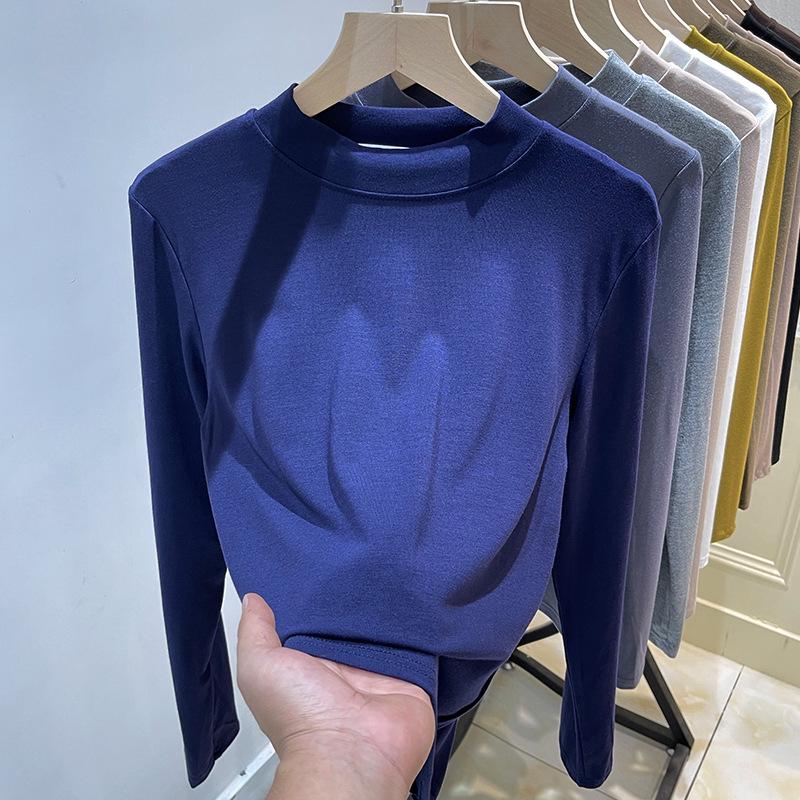 Women's Slimming Half High Neck Long Sleeve Base Layer T-shirt for Autumn/Winter 2025