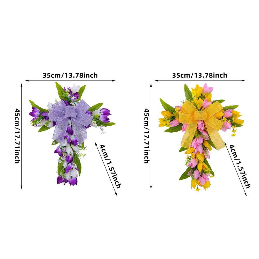 Cartoon Easter Tulip Flower Wreath Elegant Door Wreath Ornament  Home Party Decor